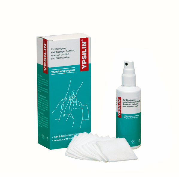 HOLTHAUS YPSILIN Wundreinigungsset (klein - 50 ml Fluid + 10 Tücher)